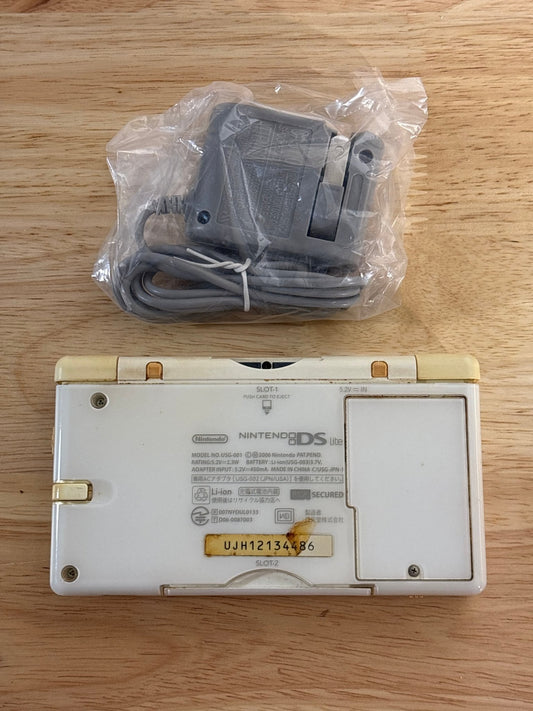 White Nintendo DS Lite with Charger, Stylus and GBA Dust Cover - ChronicCards