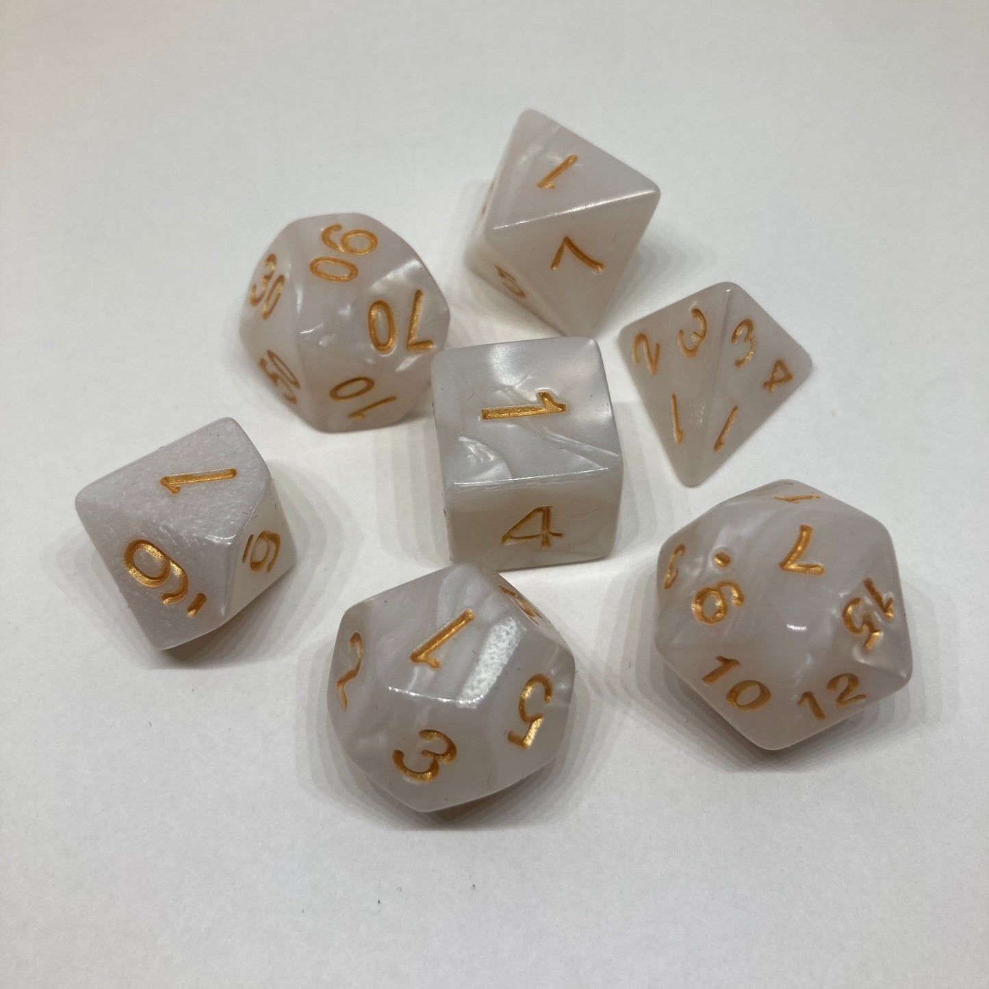 White DnD Dice Set - Complete 7-Piece Set