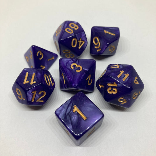 Purple DnD Dice Set - Complete 7-Piece Set