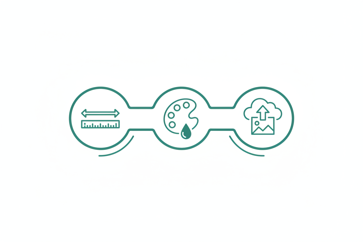 i dont like this. further improve it. the steps are, select your size, choose your colors, upload your logo.