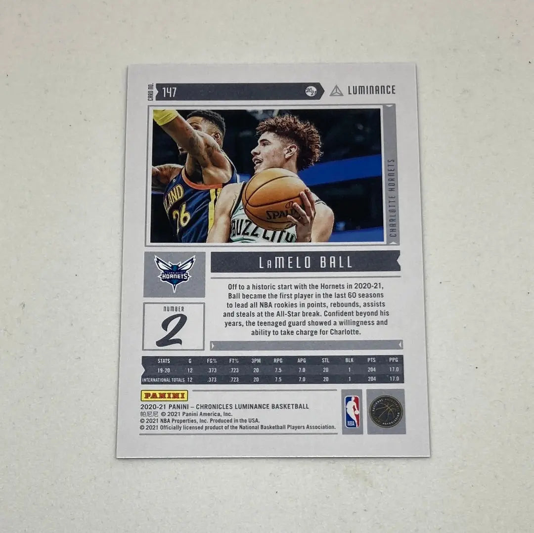 2020-21 Panini Chronicle Luminance Lamelo Ball Rookie Panini