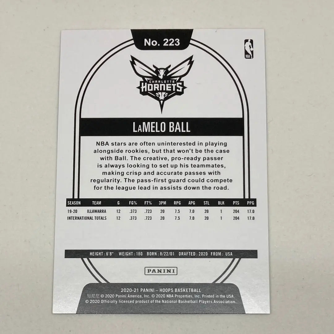 2020-21 Panini Hoops Lamelo Ball Rookie Card Panini