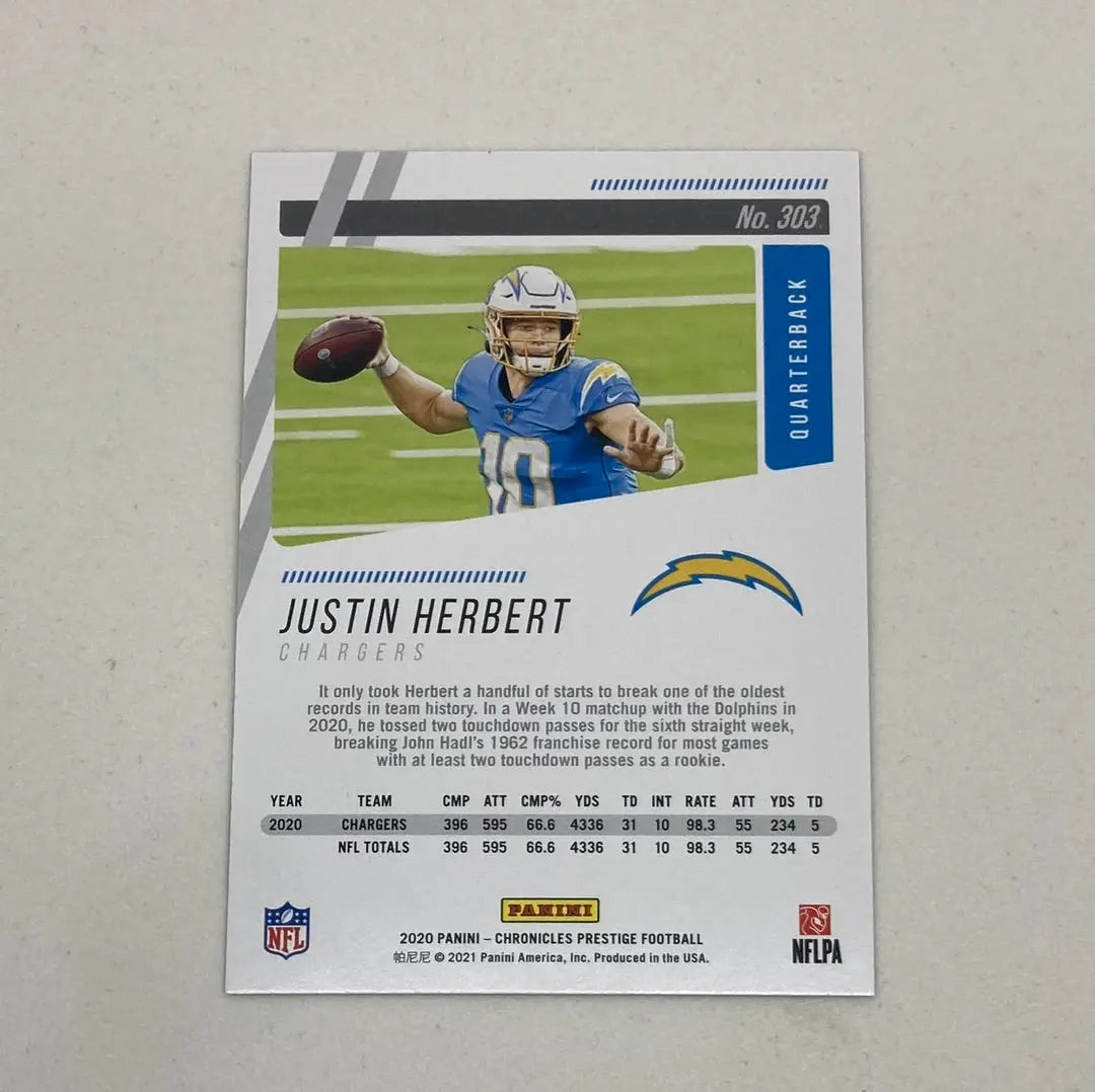 2020 Panini Chronicles Justin Herbert Rookie Card Panini