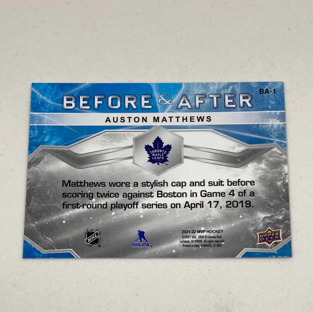 2021-22 Upper Deck Hockey Auston Matthews Before & After Upper Deck