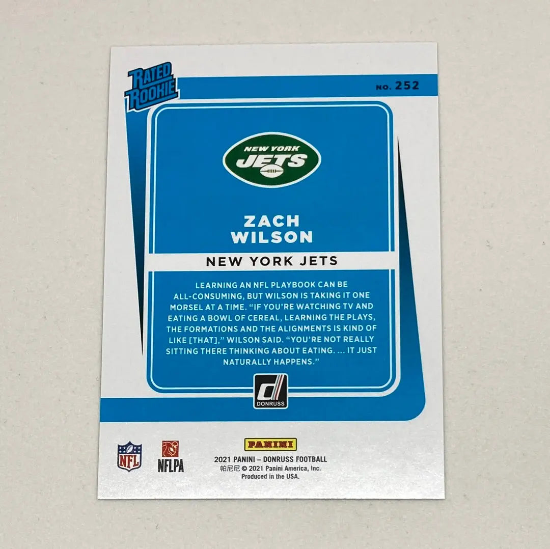 2021 Panini Donruss Zach Wilson Rookie Card Panini