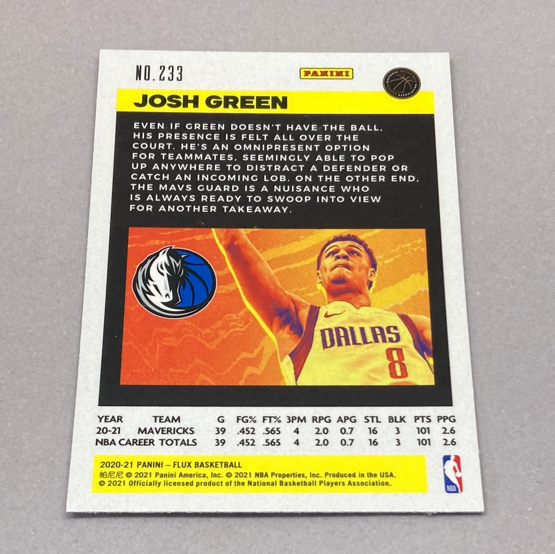 2020-21 Panini Flux Josh Green Rookie Card Panini