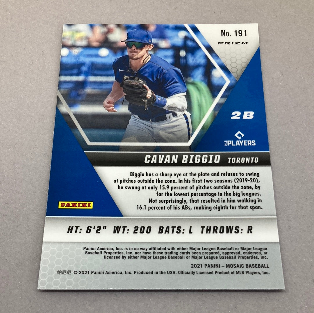 2021 Panini Mosaic Cavan Biggio Silver Mosaic Baseball Card Panini