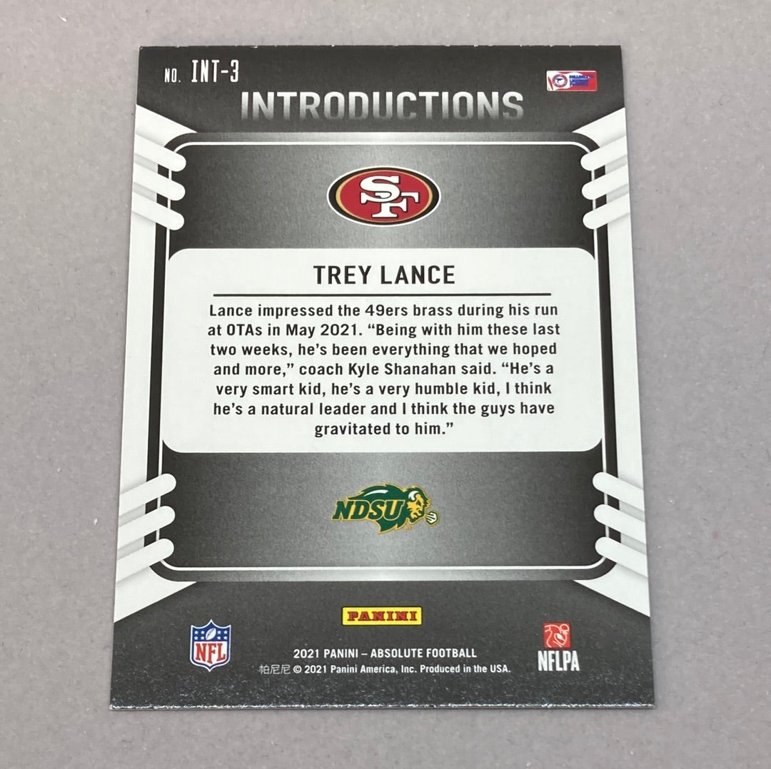 2021 Panini Absolute Trey Lance Introductions Rookie Card Panini