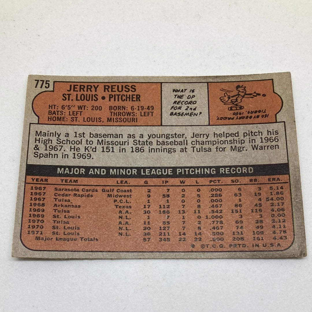 1972 Topps Jerry Reuss Baseball Card Topps