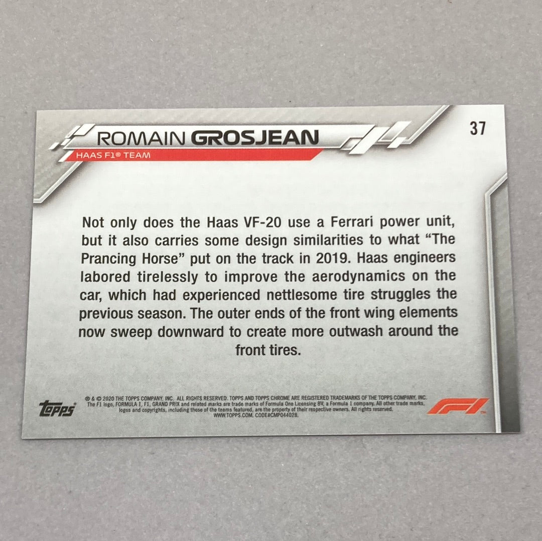 2020 Topps Chrome Romain Grosjean Base #37 F1 Card Topps