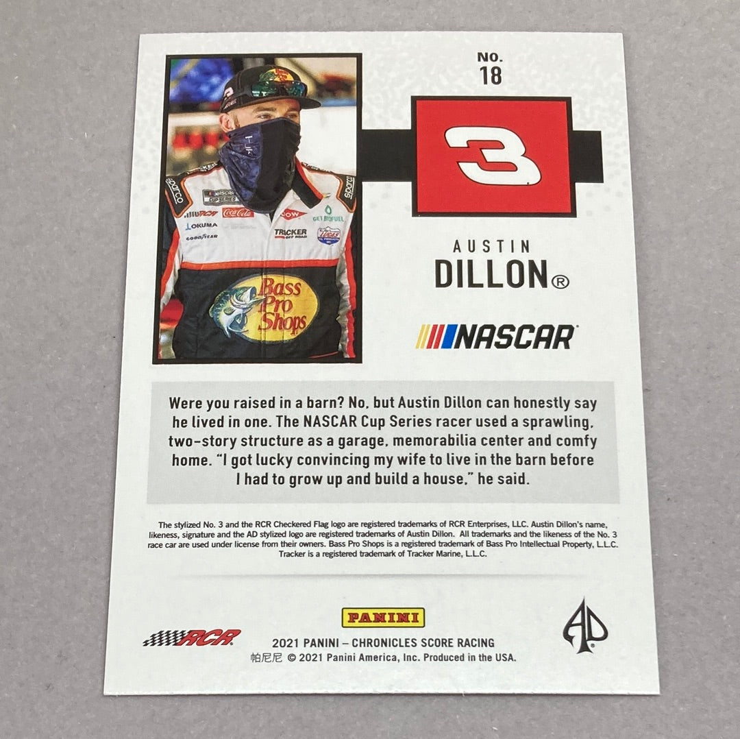 2021 Panini Chronicles Score Austin Dillon Nascar Card Panini