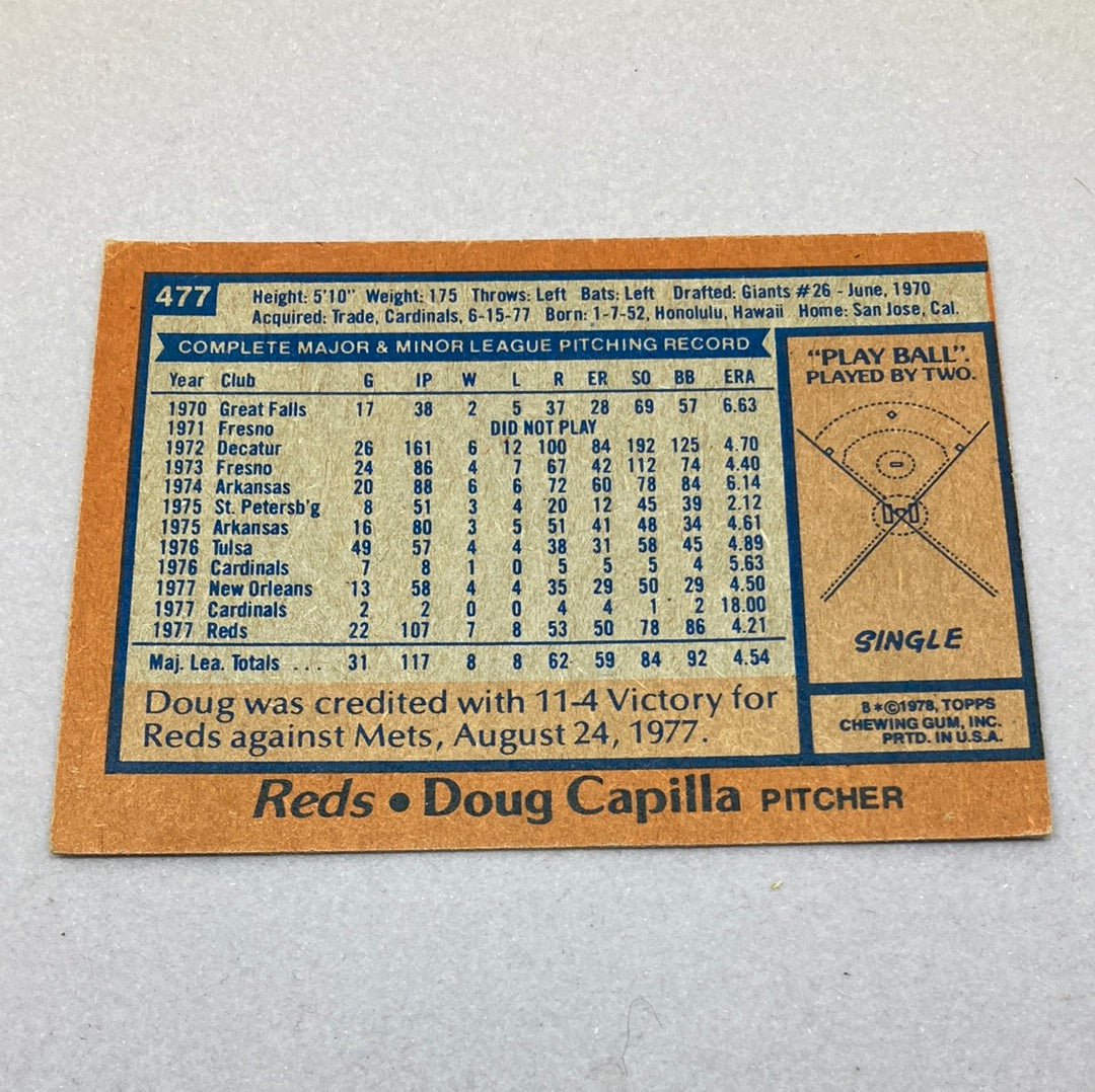 1978 Topps Baseball Doug Capilla Baseball Card Topps