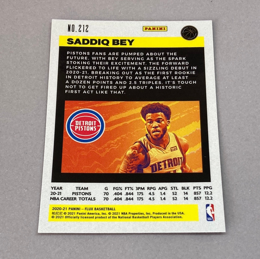 2020-21 Panini Flux Saddiq Bey Rookie Card Panini