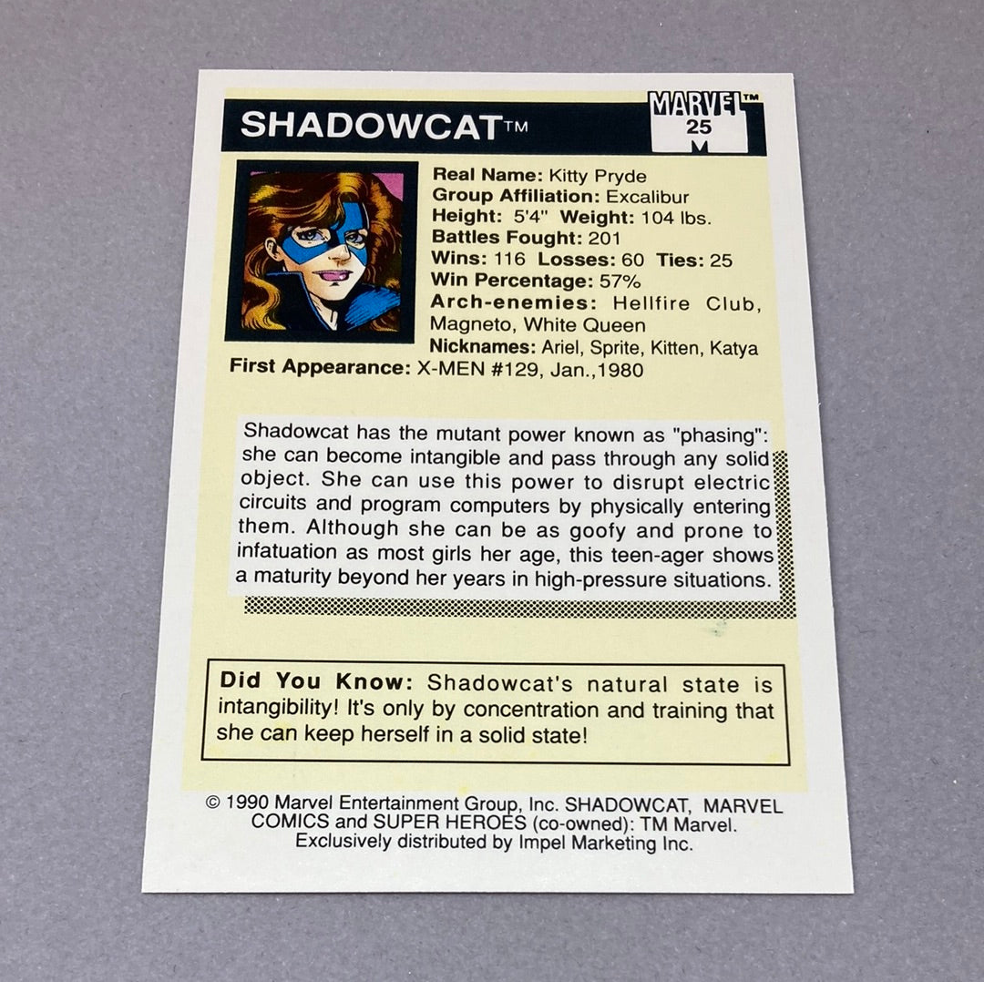 1990 Impel Marvel Shadowcat Trading Card Impel