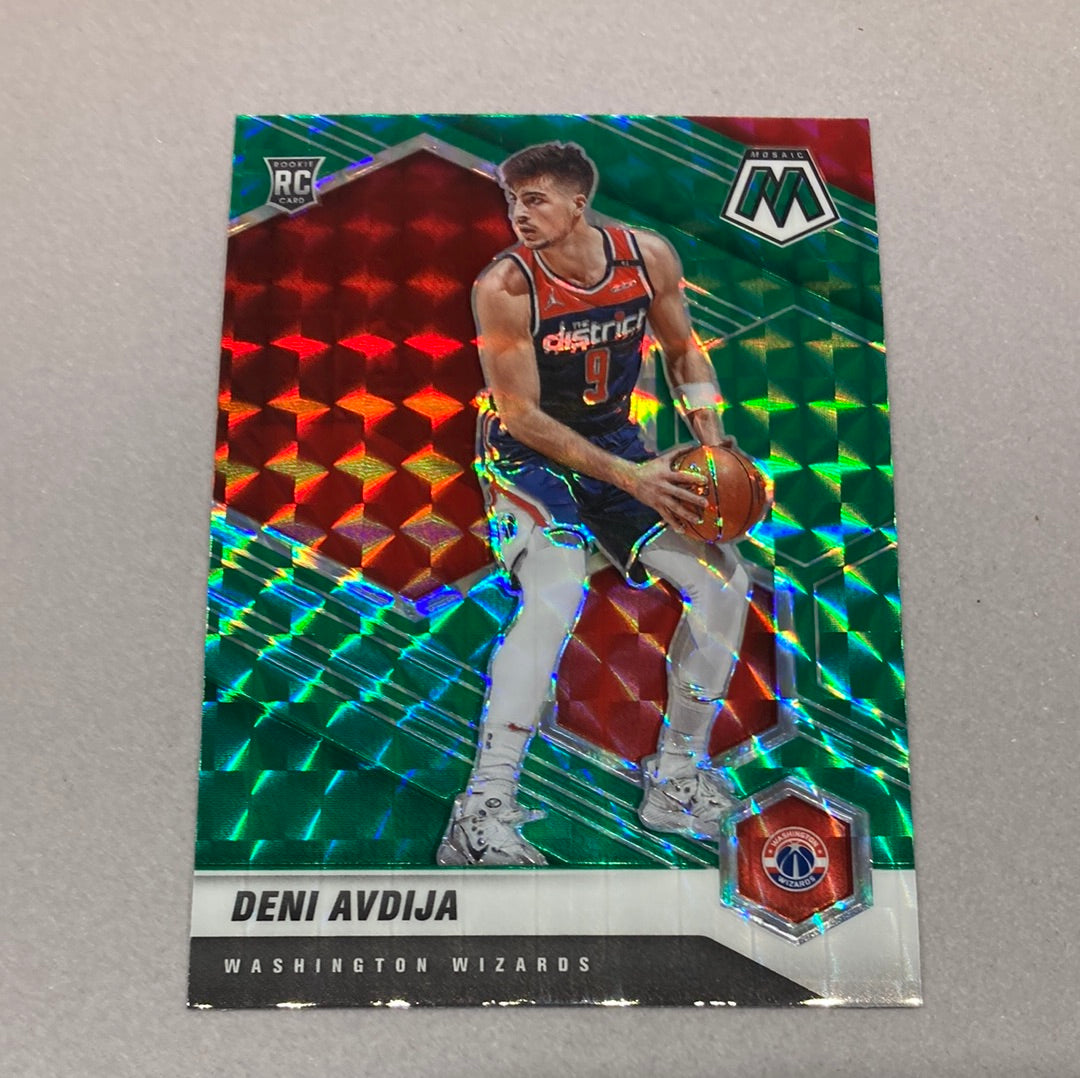 2020-21 Panini Mosaic Deni Avdija Green Mosaic Rookie Card Panini