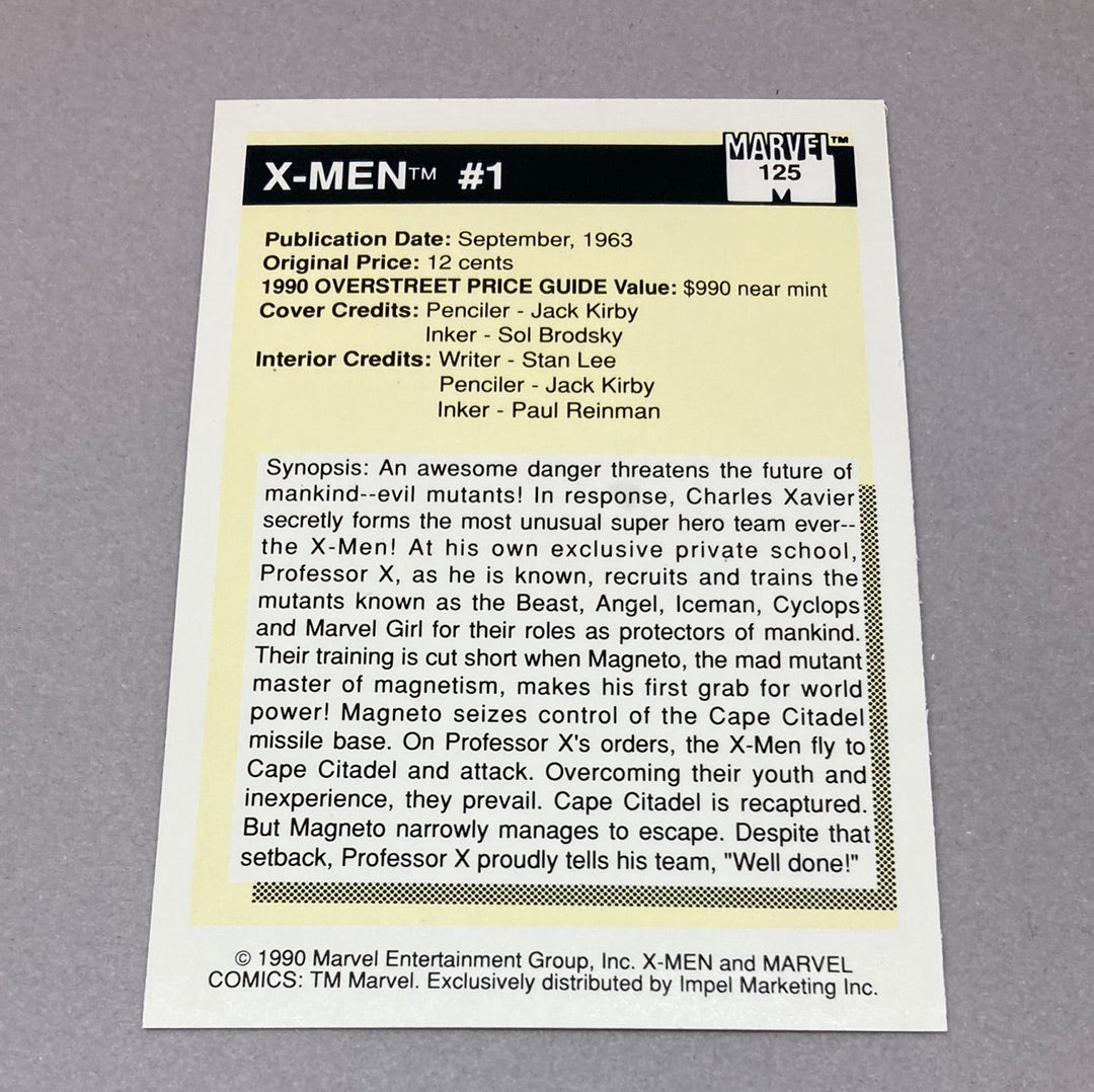 1990 Impel Marvel M.V.C. The X-Men Trading Card Impel