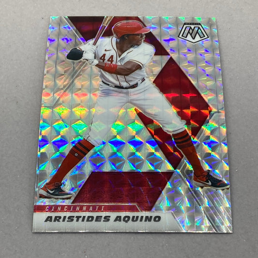 2021 Panini Mosaic Aristides Aquino Silver Mosaic Baseball Card Panini