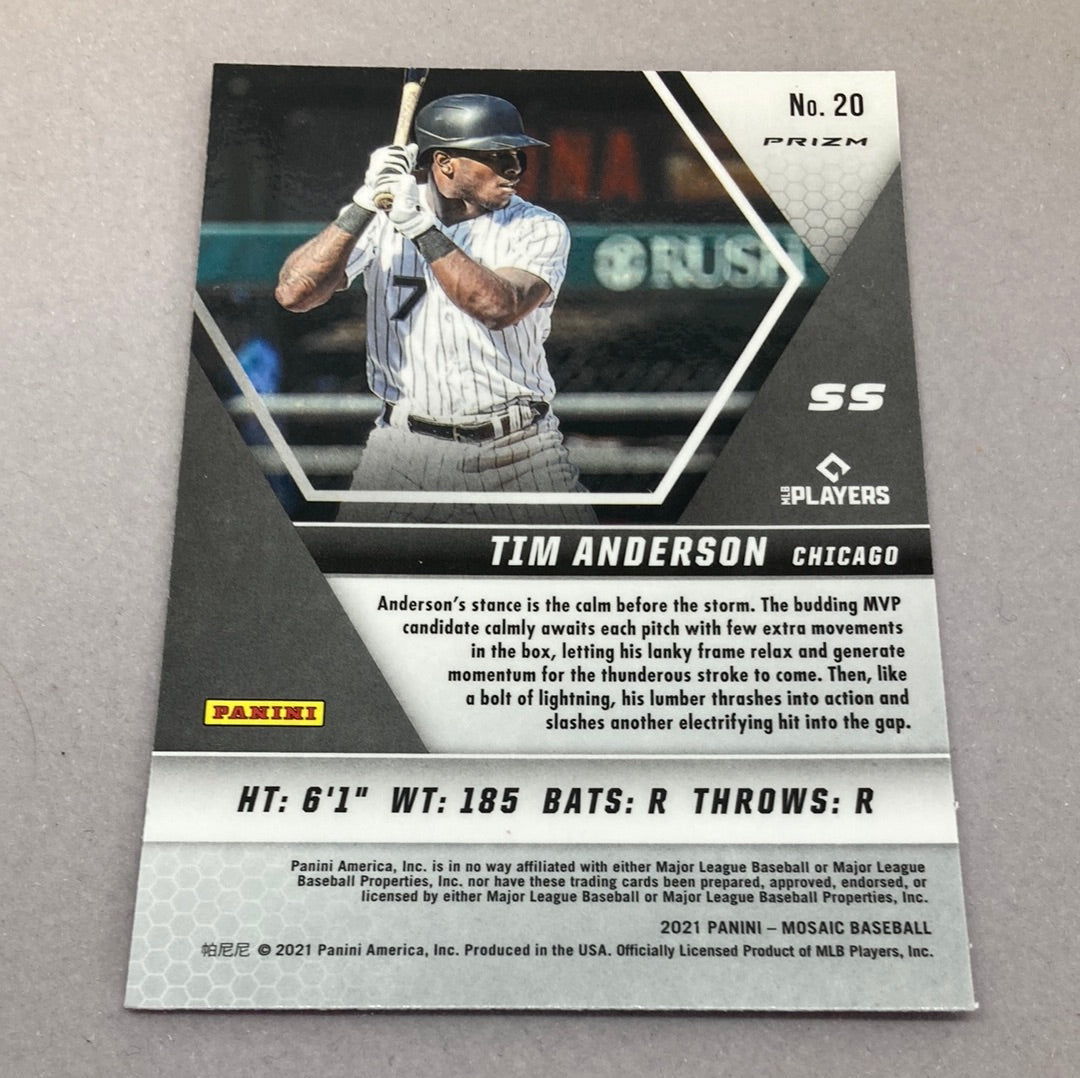 2021 Panini Mosaic Tim Anderson Pink Mosaic Baseball Card Panini