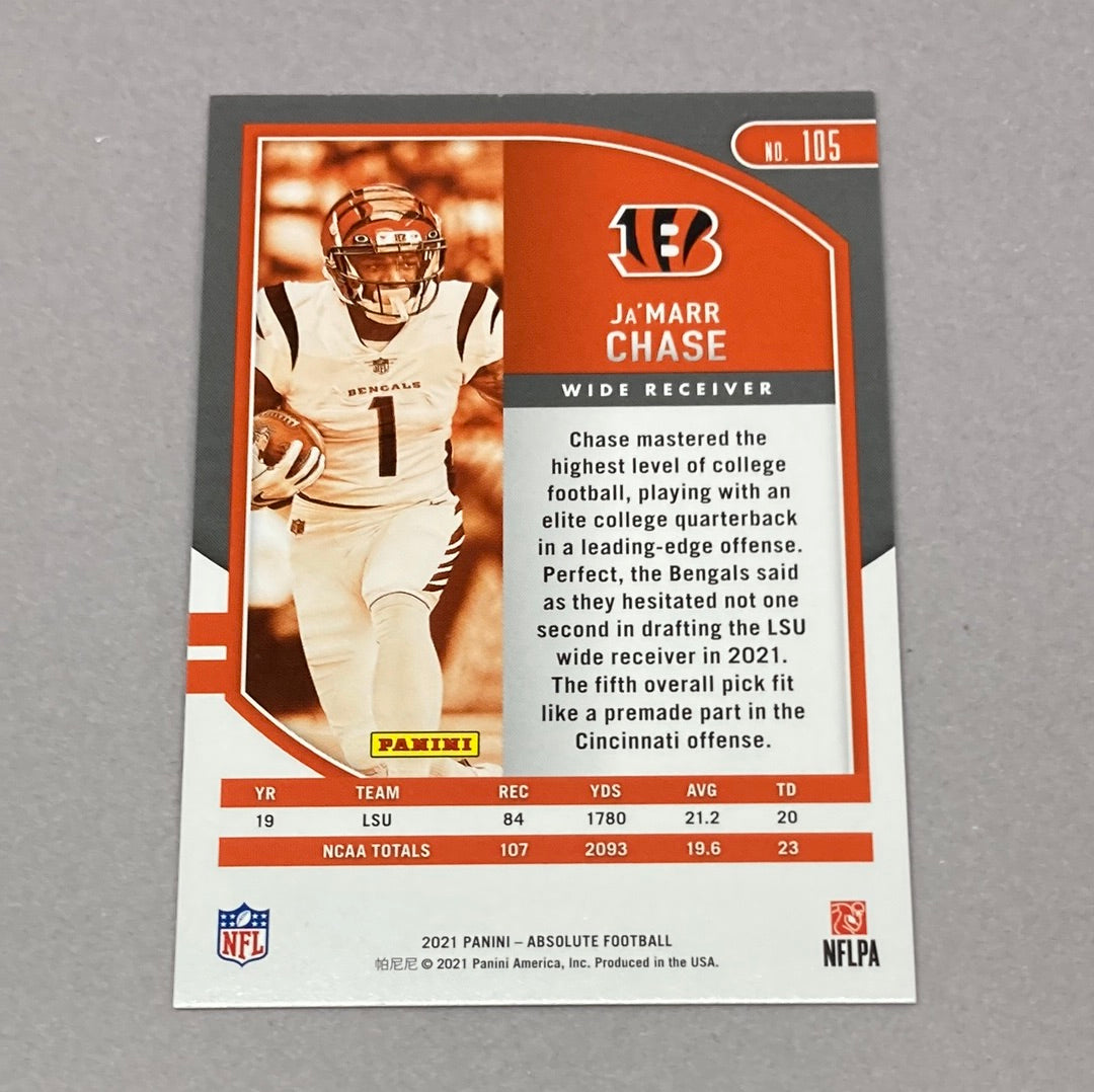 2021 Panini Absolute Ja’marr Chase Rookie Card Panini