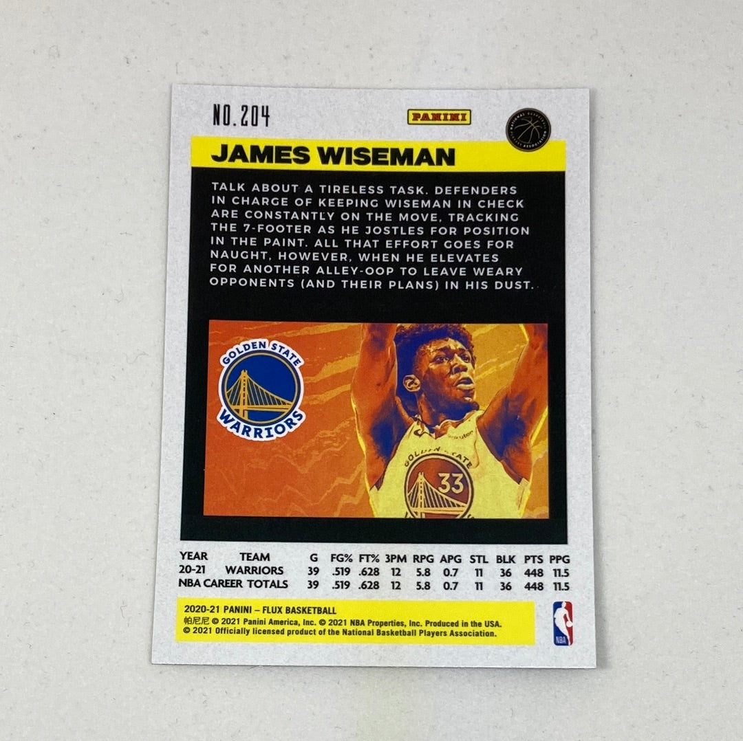 2020-21 Panini Flux NBA James Wiseman Rookie Card Panini