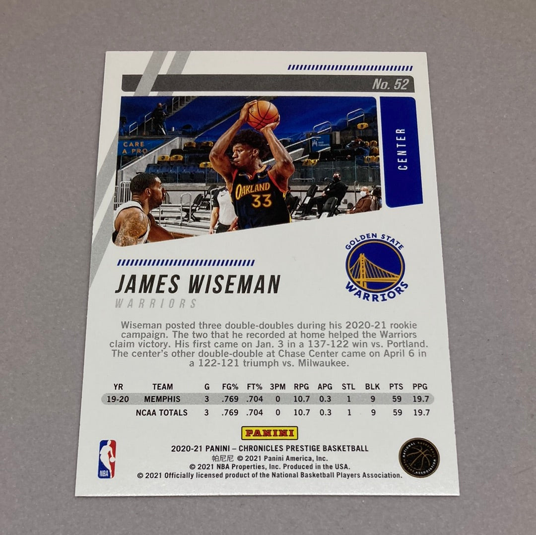 2020-21 Panini Prestige James Wiseman Rookie Card Panini