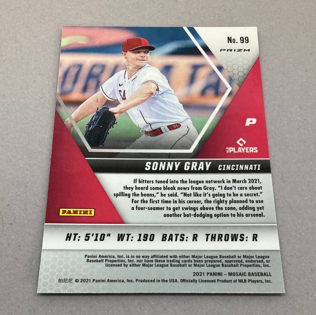 2021 Panini Mosaic Sonny Gray Green Mosaic Baseball Card Panini