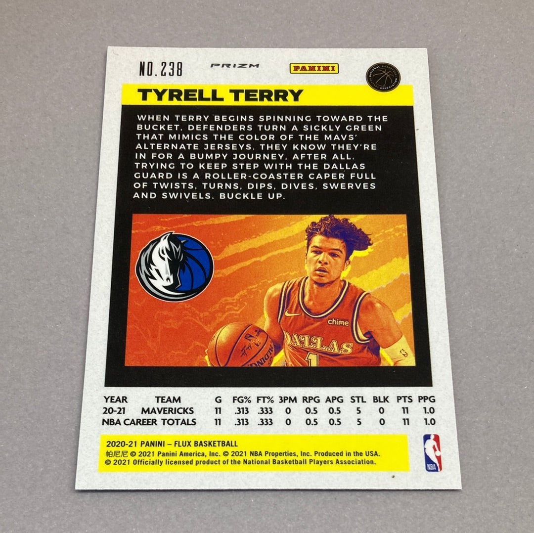 2020-21 Panini Flux Tyrell Terry Blue Prizm Rookie Card Panini