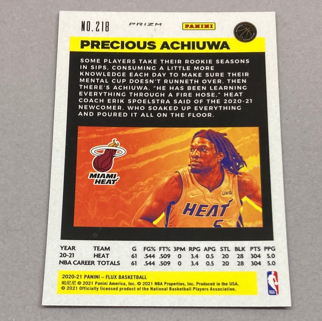 2020-21 Panini Flux Precious Achiuwa Rookie Card Panini