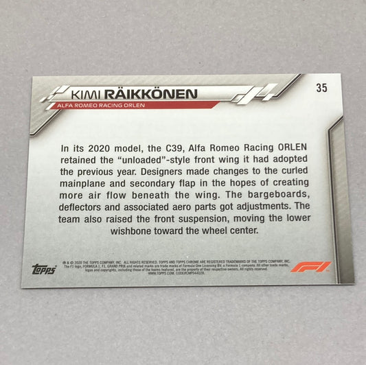 2020 Topps Chrome Kimi Raikkonen Base #35 F1 Card - ChronicCards
