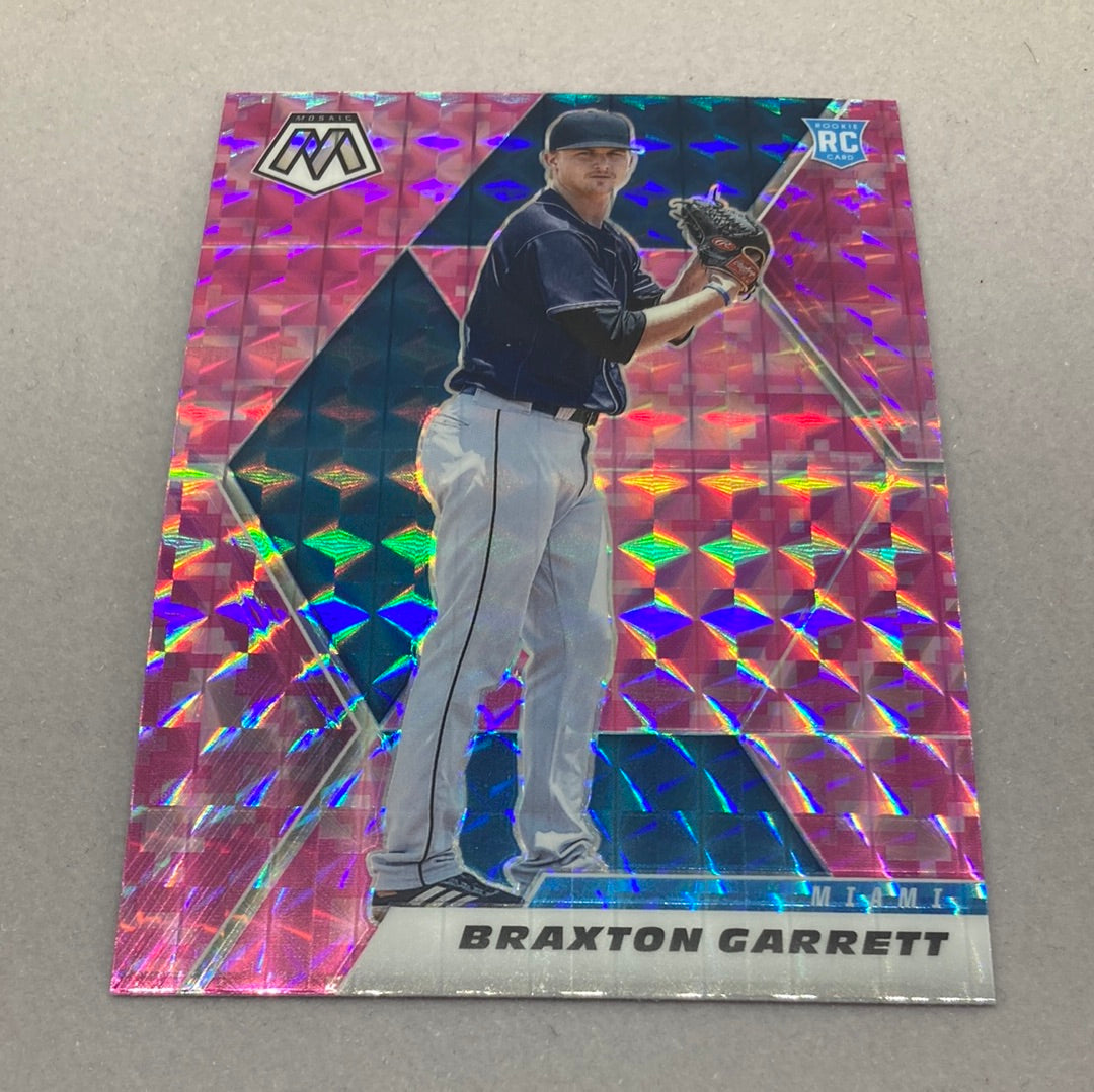 2021 Panini Mosaic Braxton Garrett Rookie Pink Mosaic Baseball Card Panini