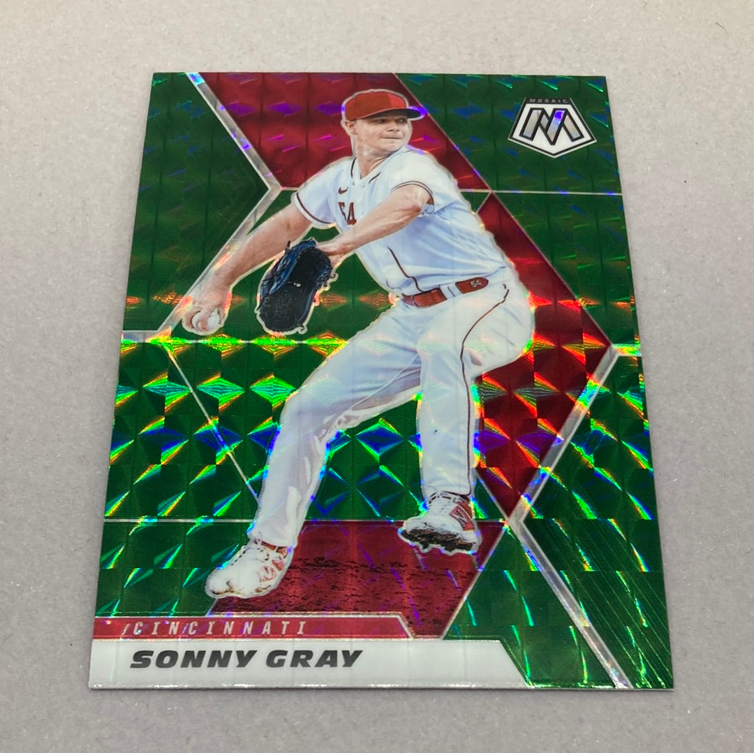 2021 Panini Mosaic Sonny Gray Green Mosaic Baseball Card Panini