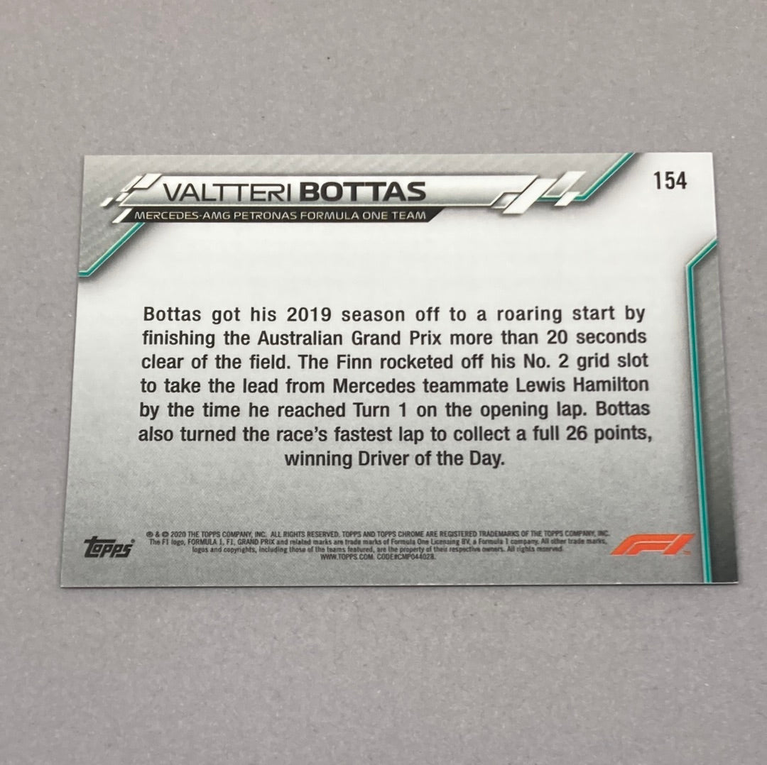 2020 Topps Chrome Valtteri Bottas Base #154 F1 Card Topps