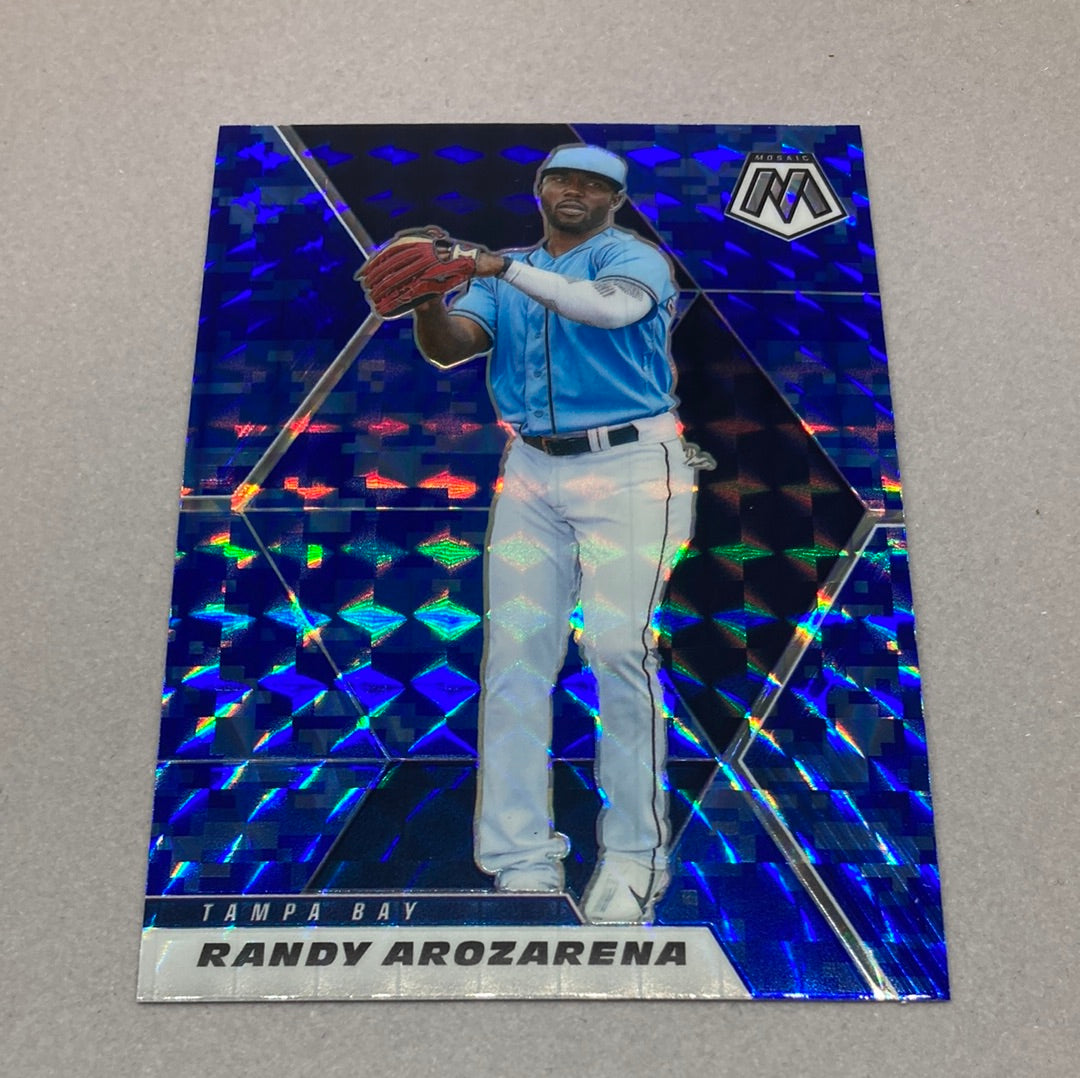 2021 Panini Mosaic Randy Arozarena Blue Prizm Baseball Card Panini