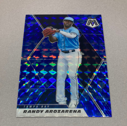 2021 Panini Mosaic Randy Arozarena Blue Prizm Baseball Card Panini