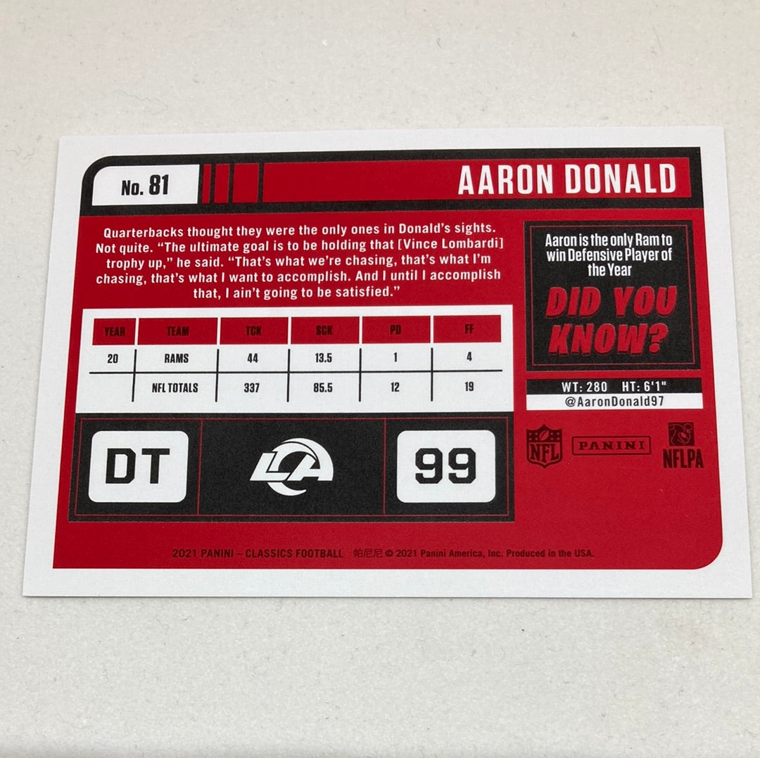 2021 Panini Classics Aaron Donald 22/99 Panini