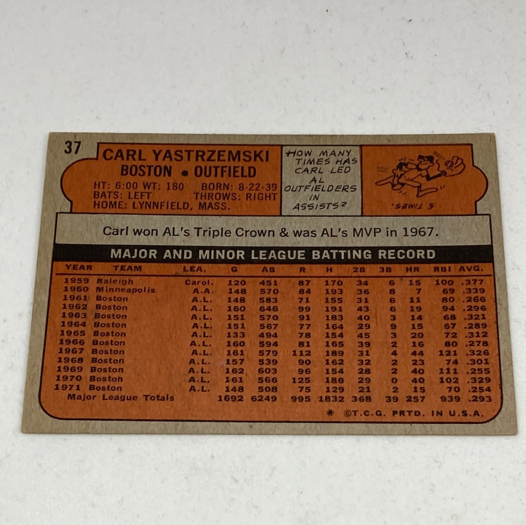 1972 Topps Carl Yastrzemski Baseball Card Topps