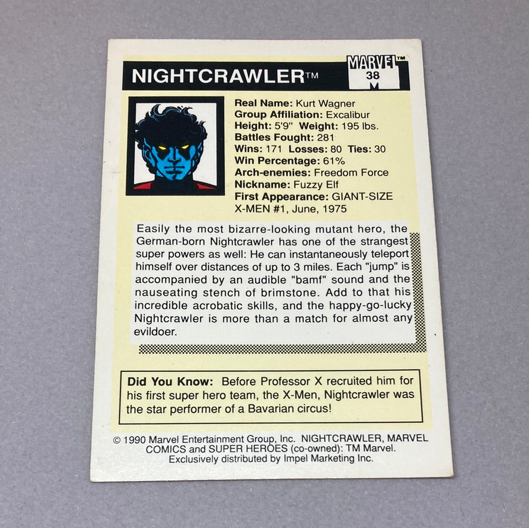 1990 Impel Marvel Nightcrawler Trading Card Impel