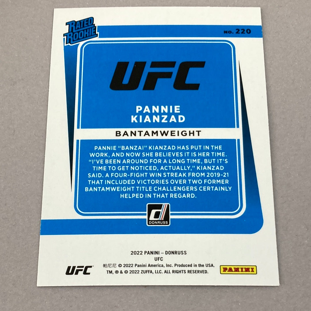 2022 Panini Donruss Pannie Kianzad Rated Rookie UFC Card Panini