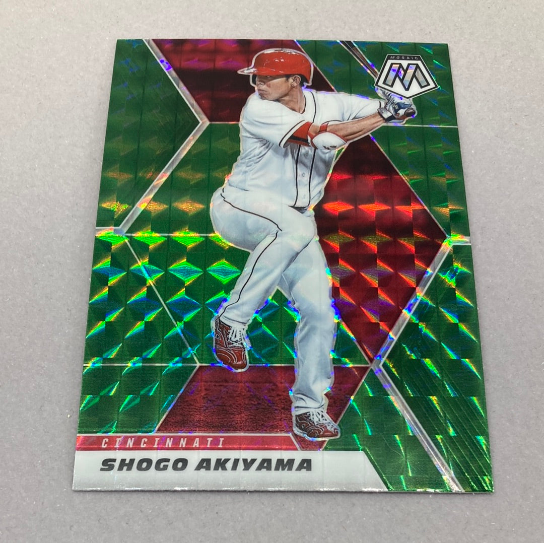 2021 Panini Mosaic Shogo Akiyama Green Mosaic Baseball Card Panini