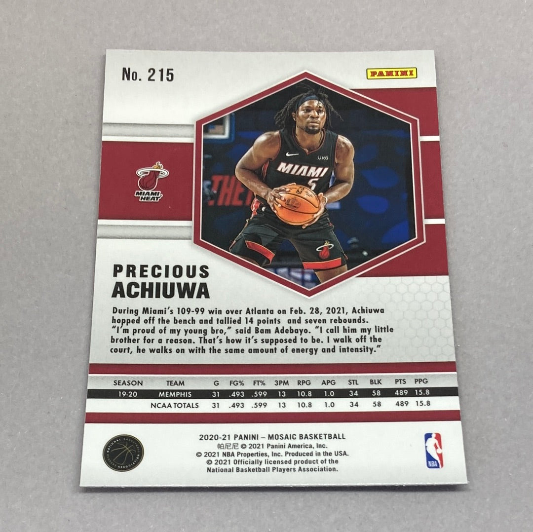 2020-21 Panini Mosaic Precious Achiuwa Rookie Card Panini