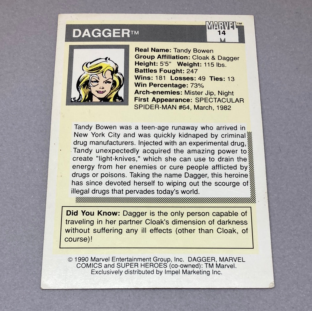 1990 Impel Marvel Dagger Trading Card Impel