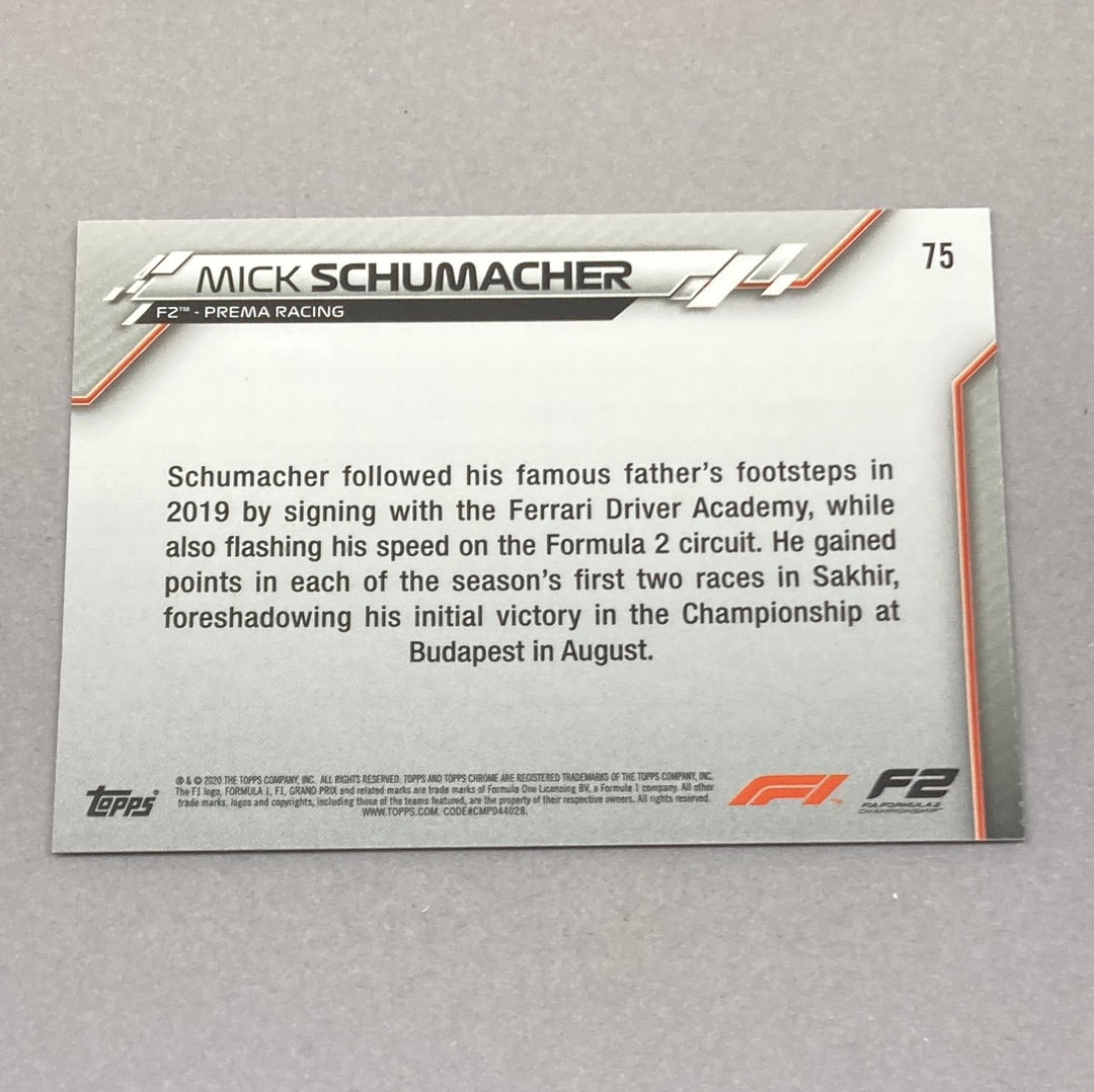 2020 Topps Chrome Mick Schumacher Base #75 F1 Card Topps