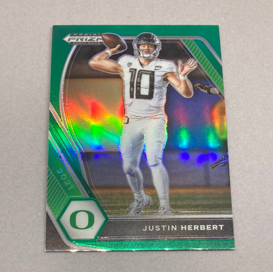 2021 Panini Prizm Draft Picks Justin Herbert Green Prizm Panini