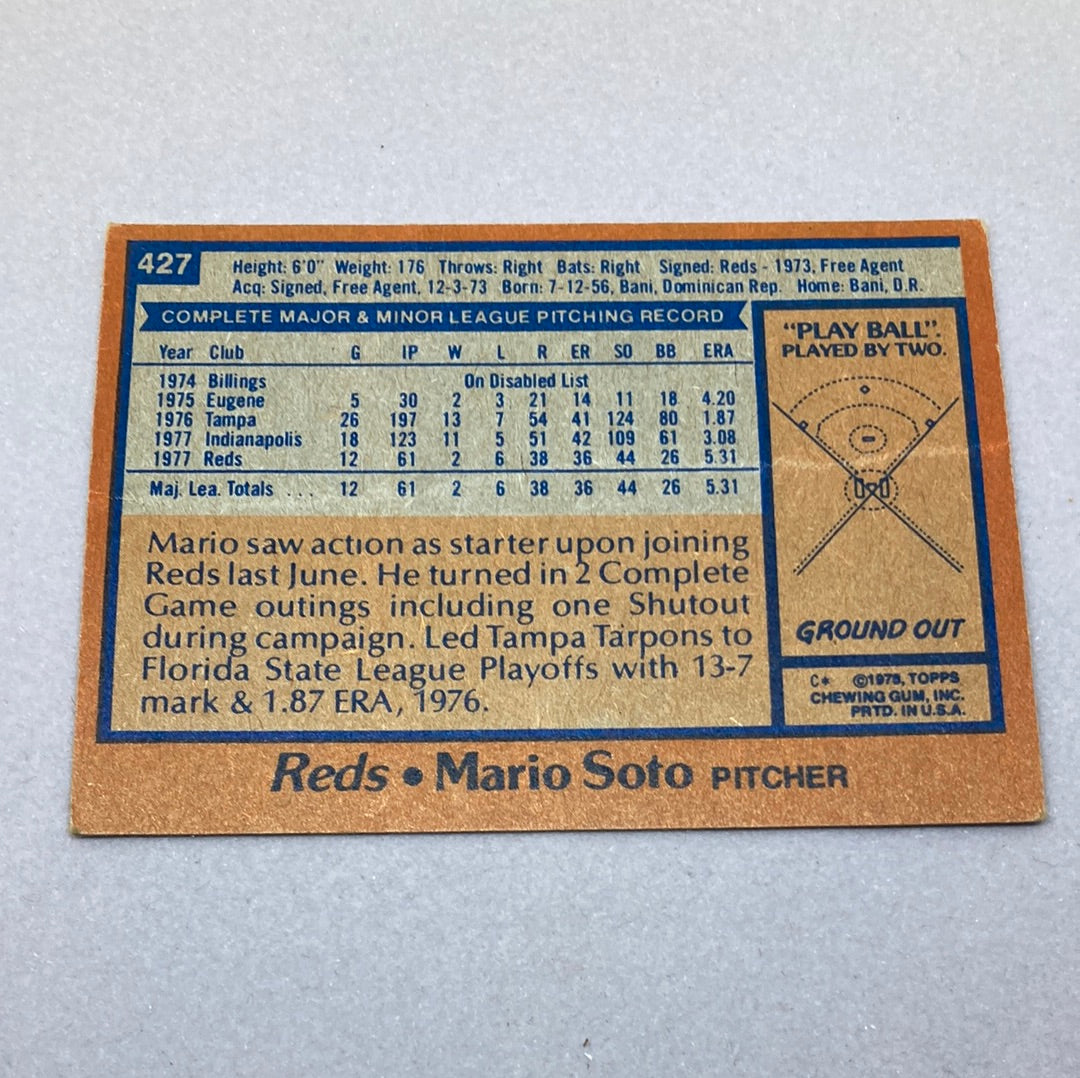 1978 Topps Baseball Mario Soto Baseball Card Topps