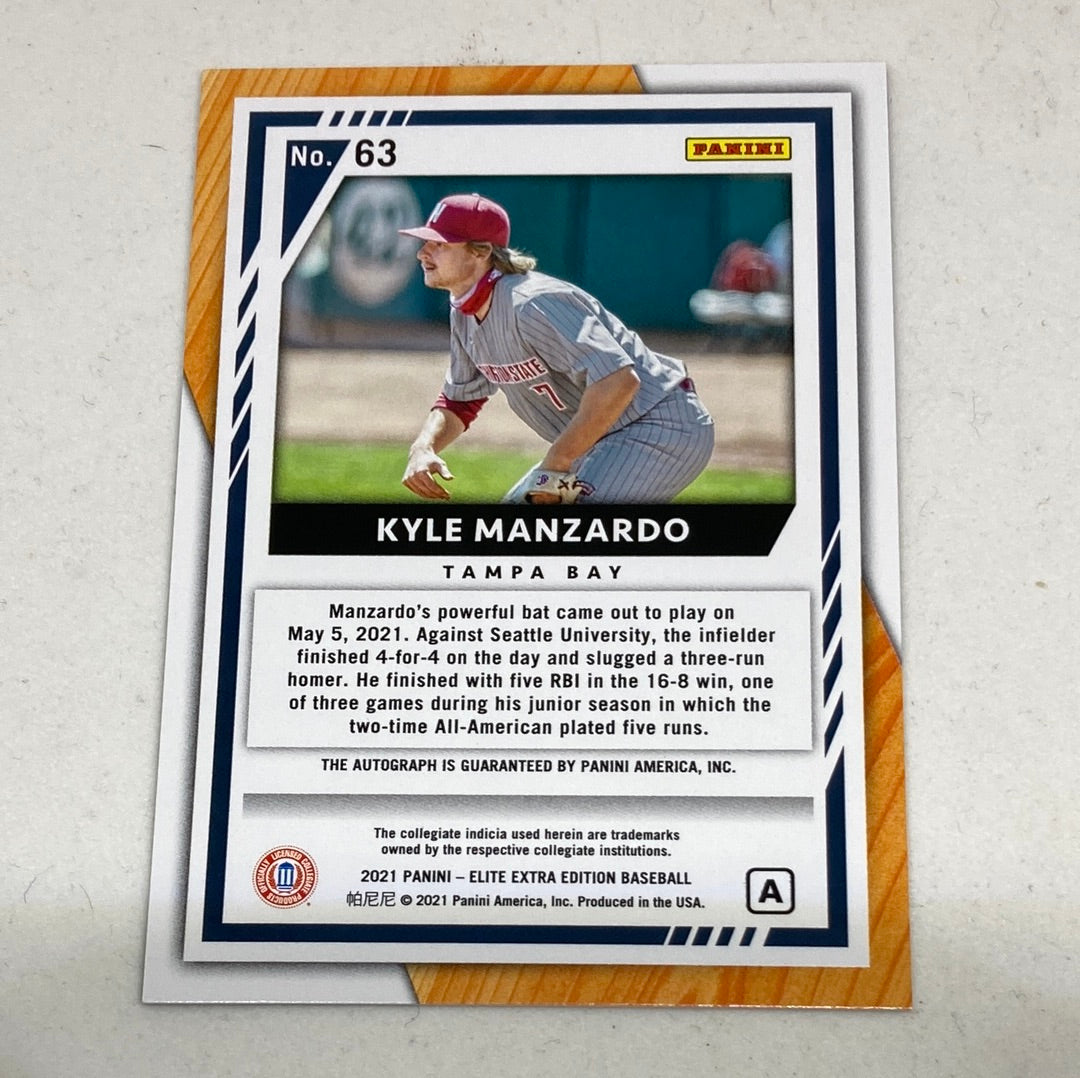 2021 Panini Extra Edition Kyle Manzardo Autograph 81/205 Baseball Card Panini