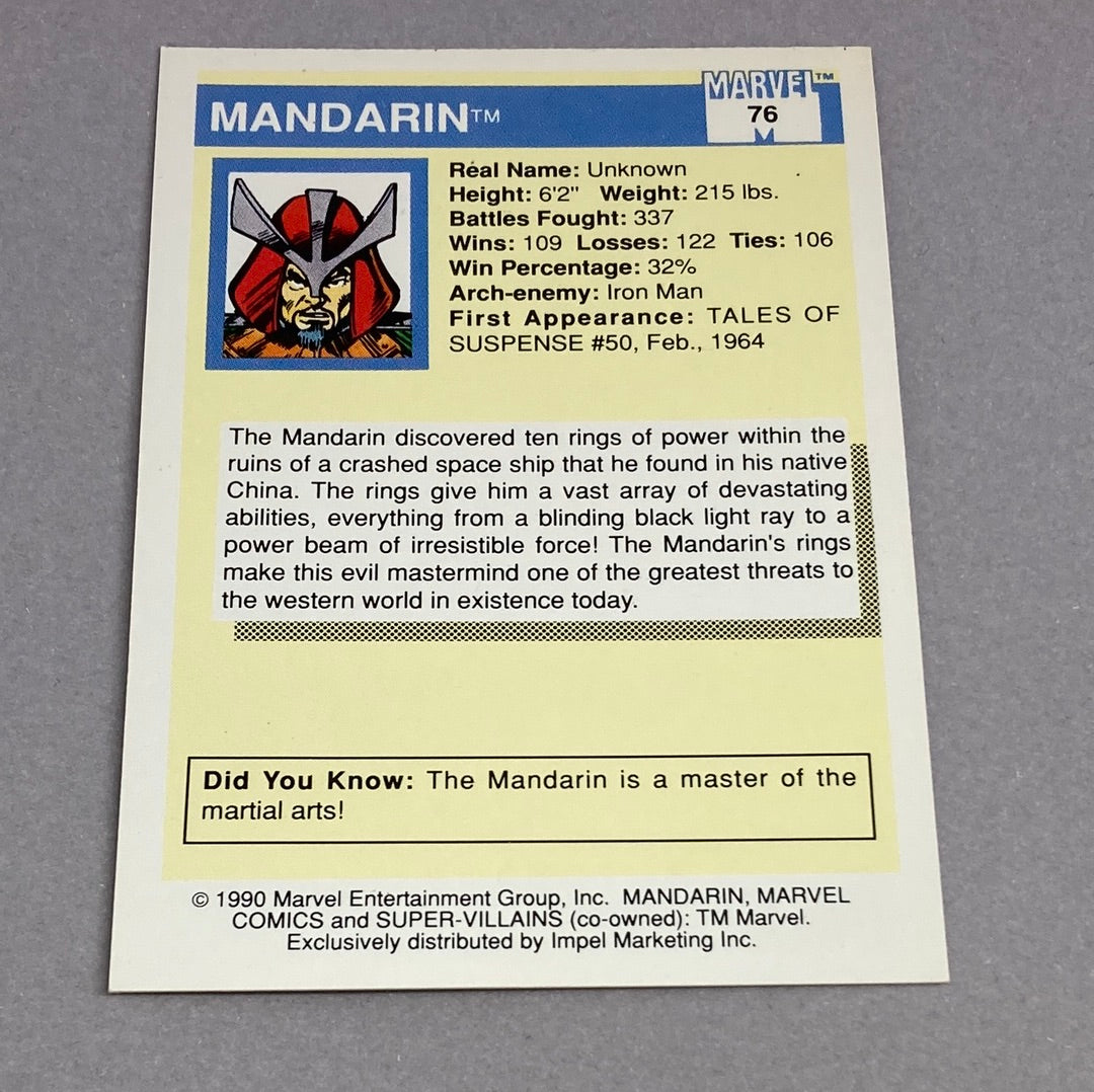 1990 Impel Marvel Mandarin Card Impel