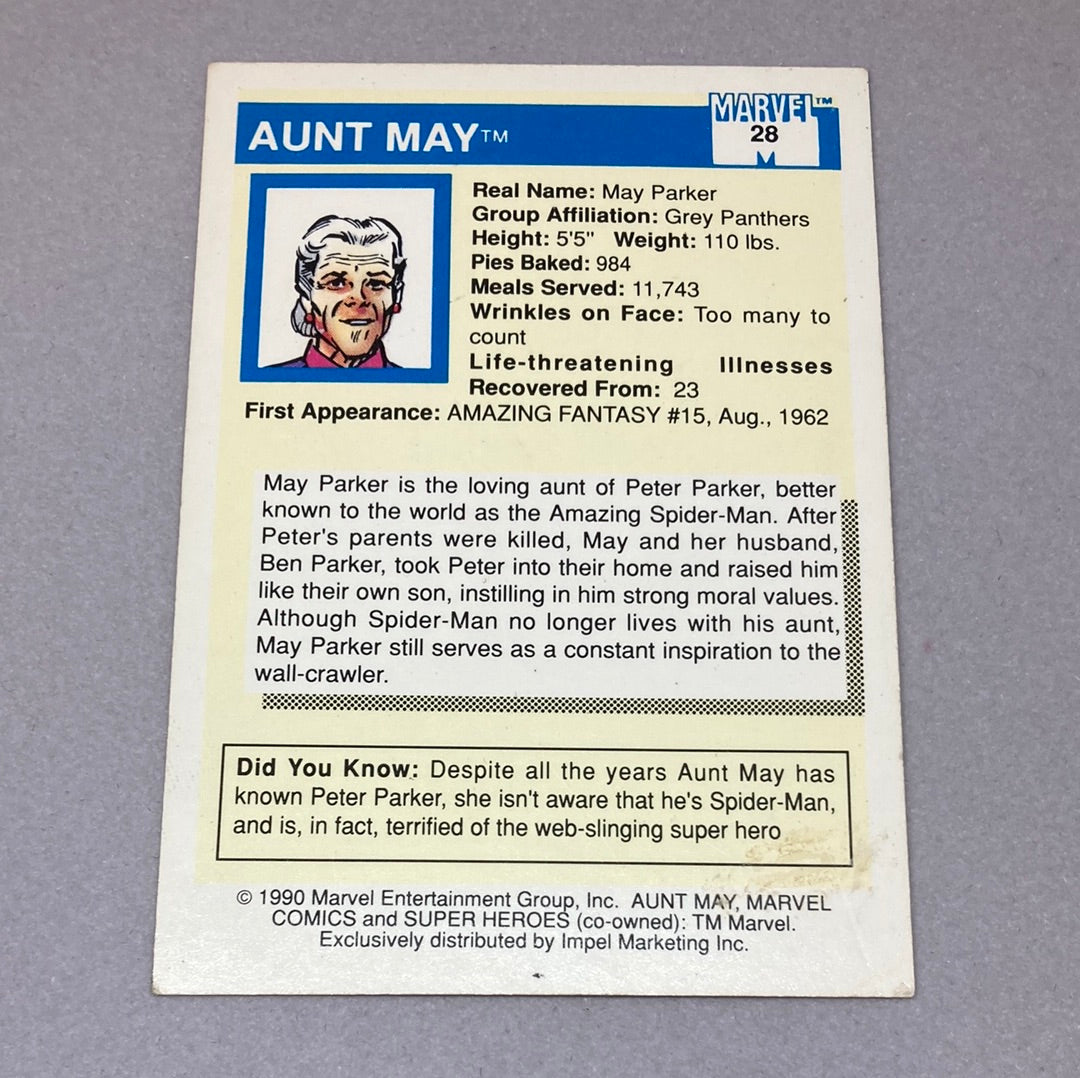 1990 Impel Marvel Aunt May Trading Card Impel