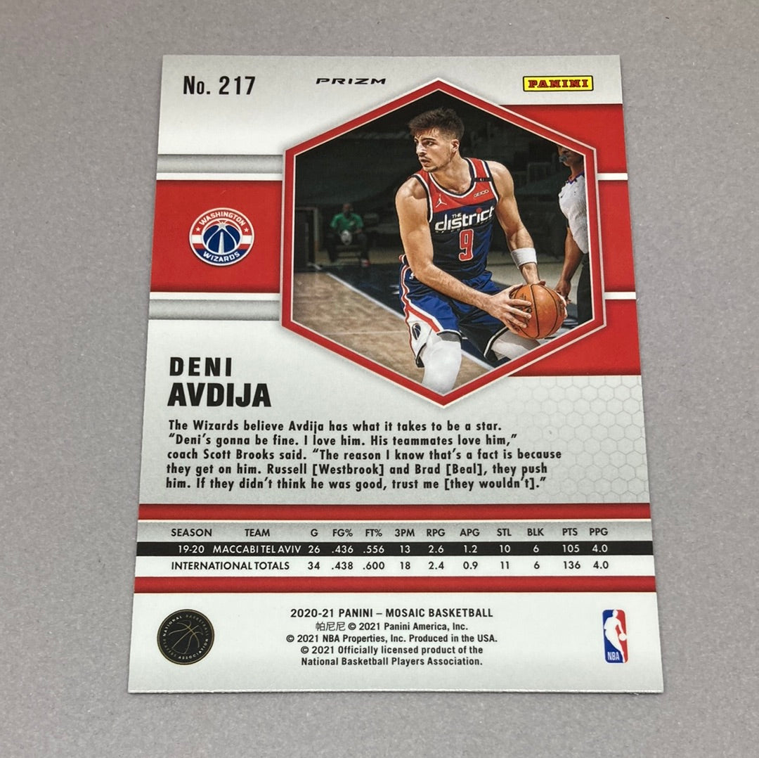 2020-21 Panini Mosaic Deni Avdija Green Mosaic Rookie Card Panini