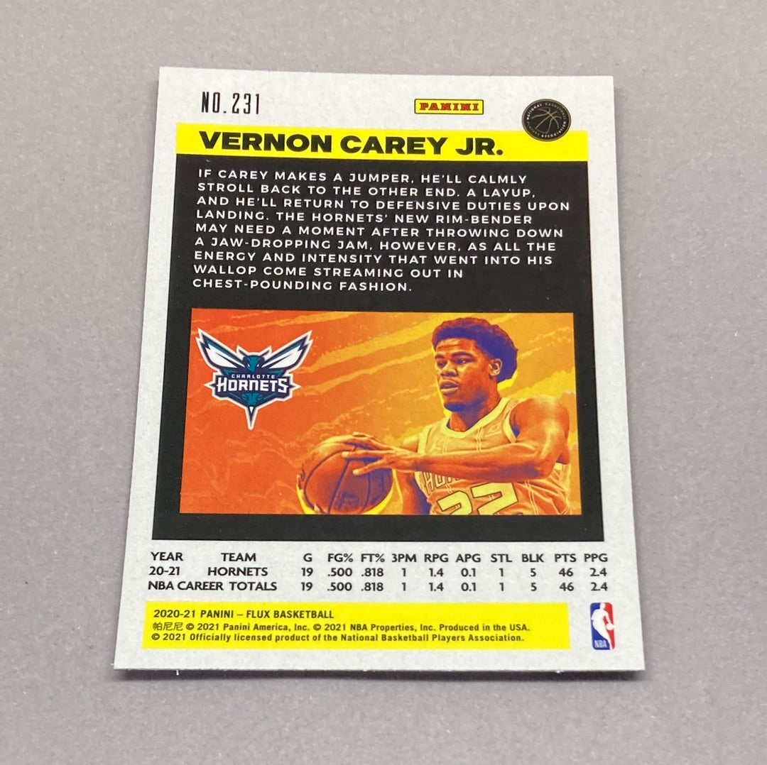 2020-21 Panini Flux Vernon Carey Jr. Rookie Card Panini