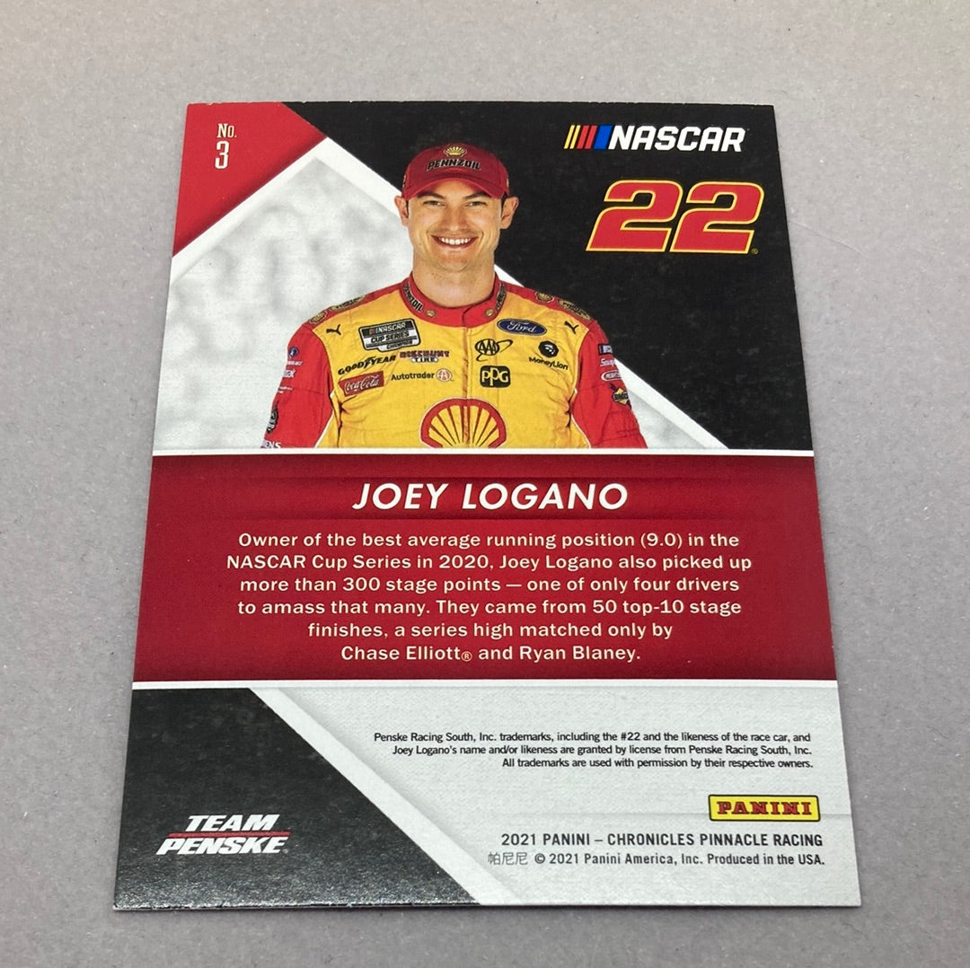 2021 Panini Chronicles Pinnacle Joey Logano Nascar Card Panini